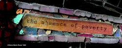 photo of detail of glass mosaic with text that reads: the absence of poverty